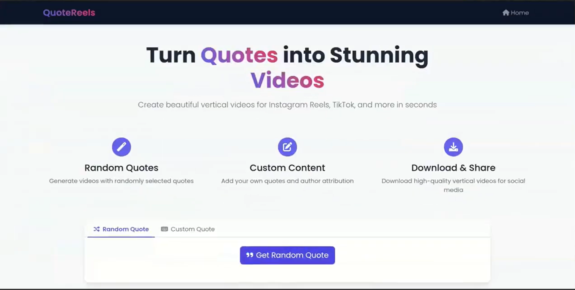 QuoteReels – AI-Powered Short Video Generator – image 1